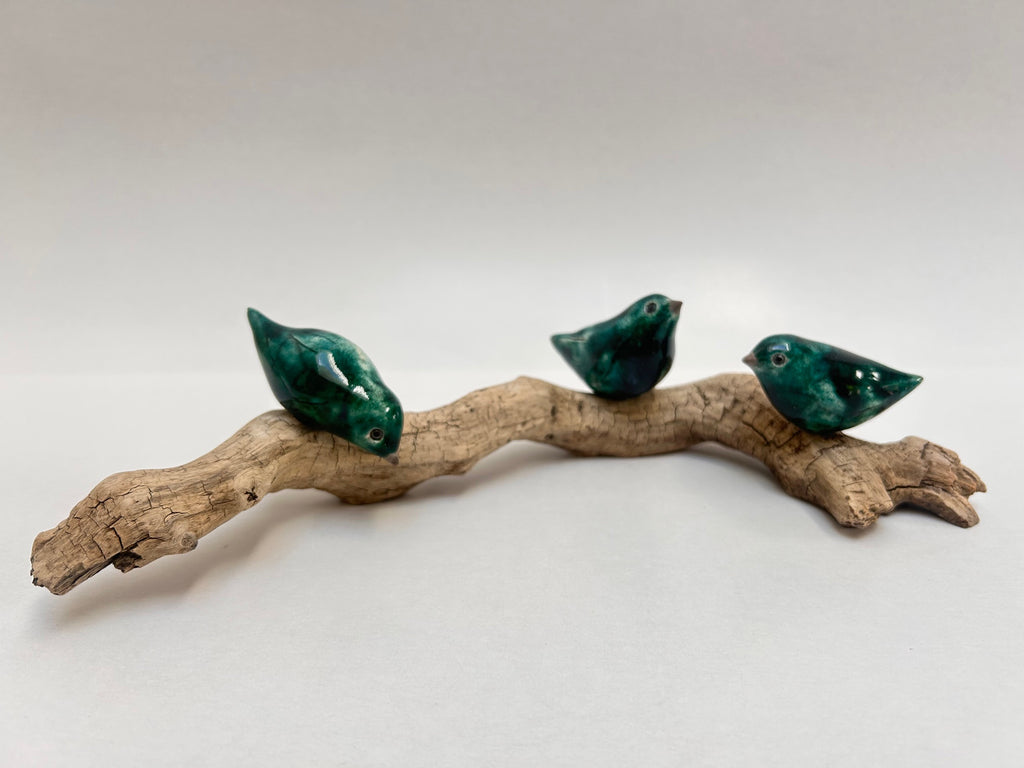 Frédérique Delcourt Trois oiseaux verts