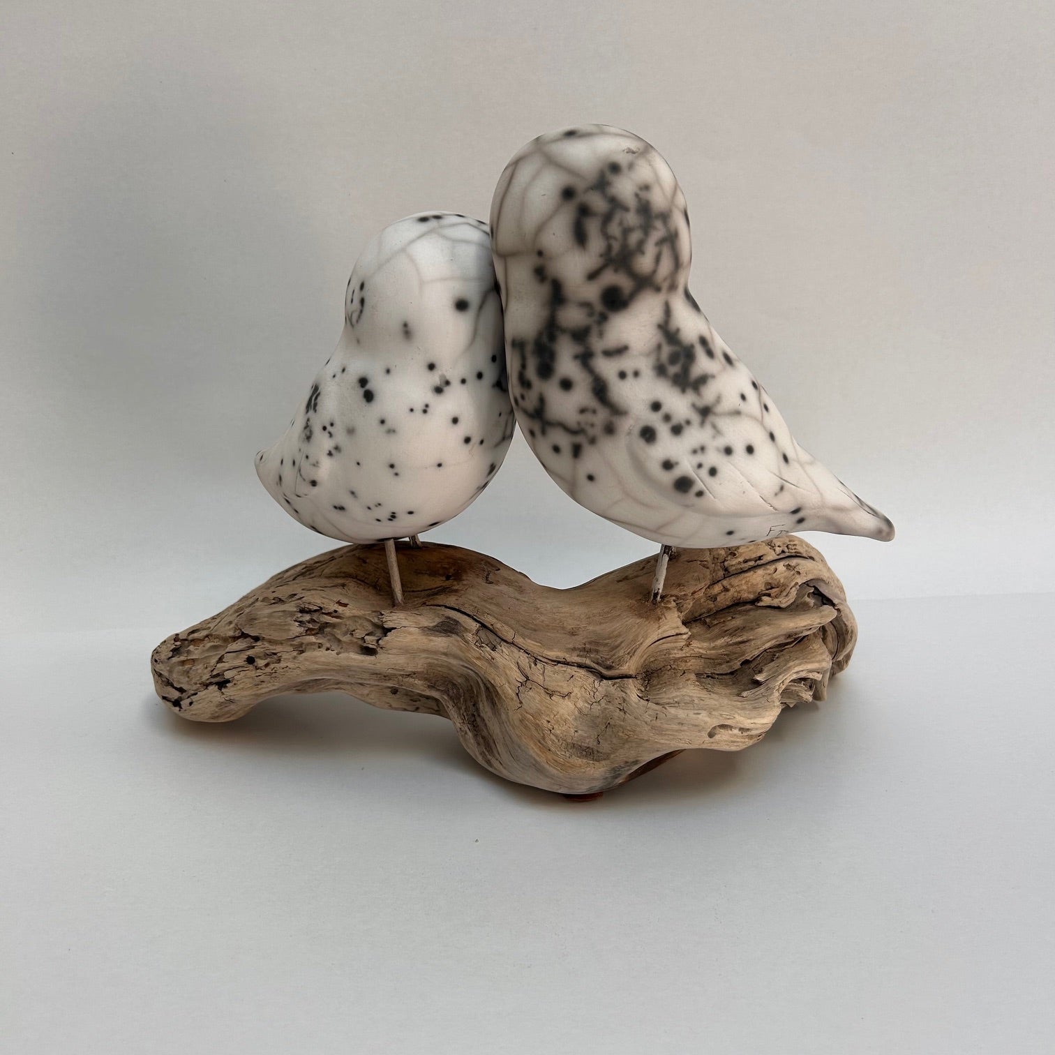 Frederique Delcourt Couple de chouettes Raku nu c