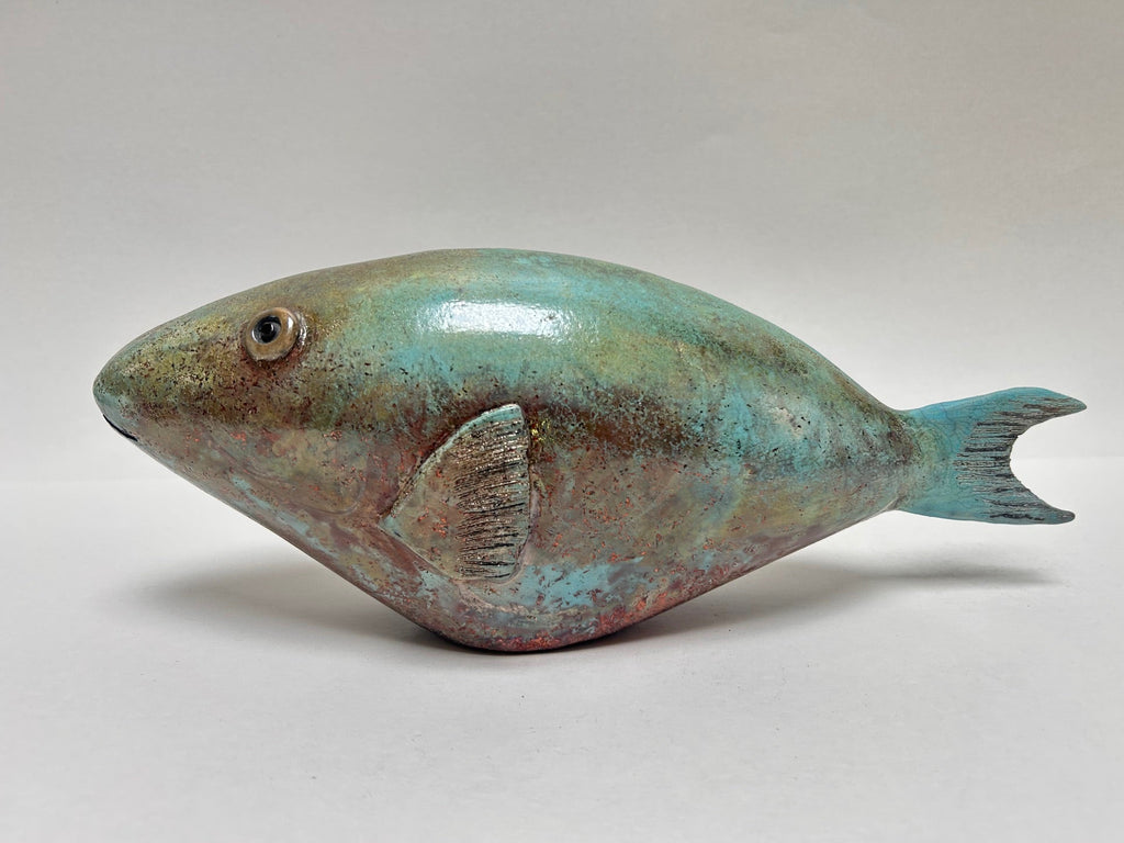 Frederique Delcourt Poisson perroquet bleu-vert