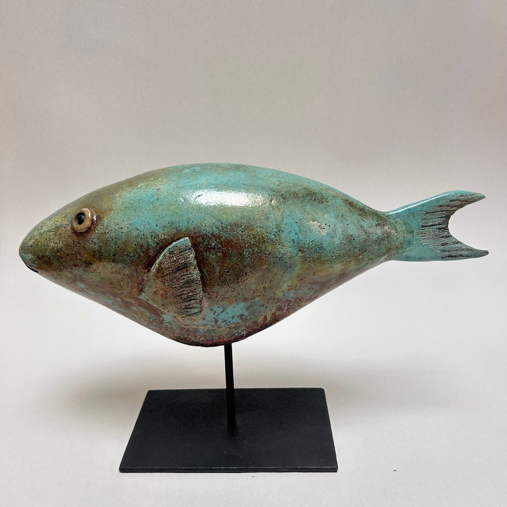 Frederique Delcourt Poisson perroquet bleu-vert a