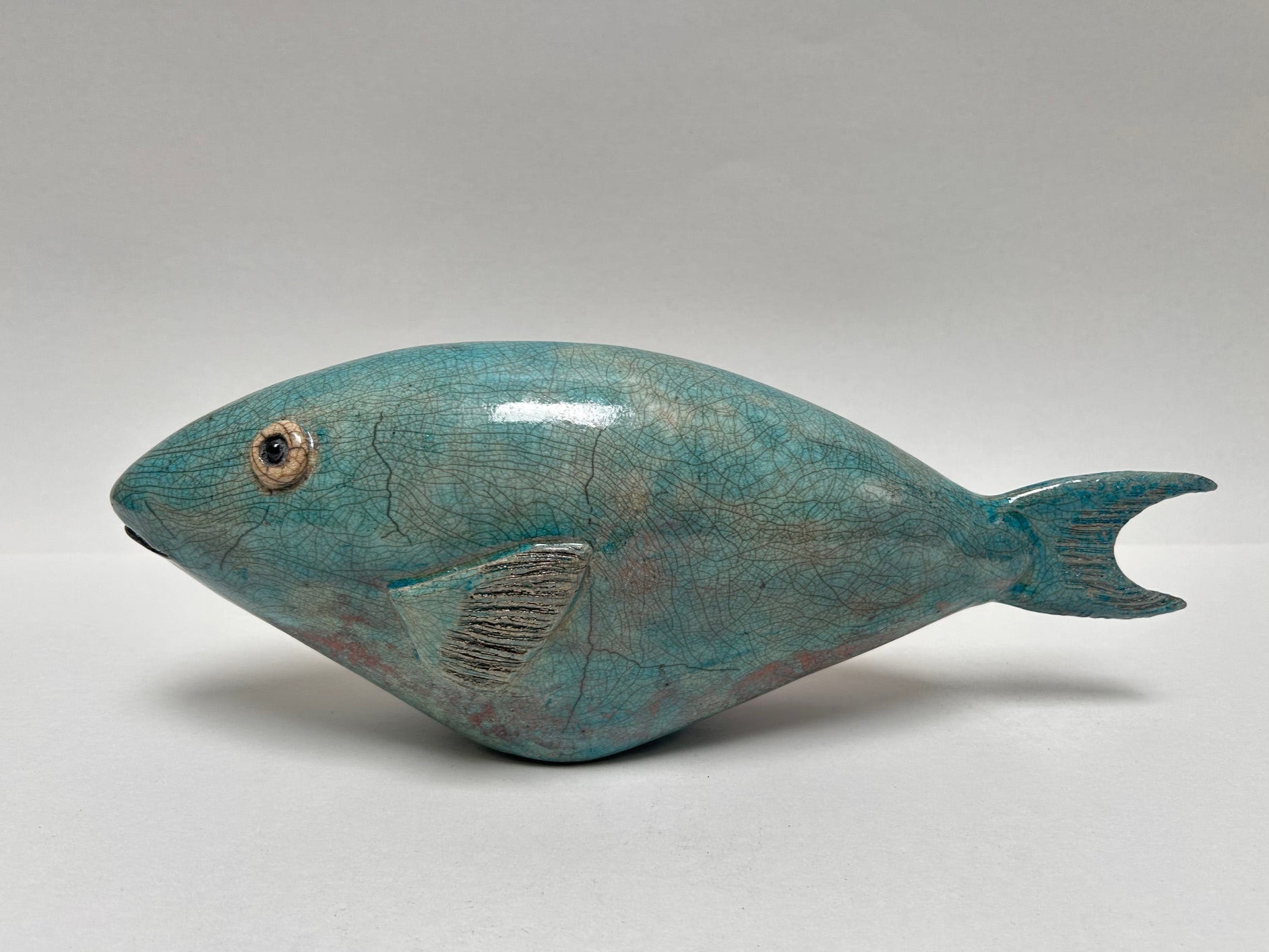 Frederique Delcourt Poisson perroquet bleu turquoise et rouge