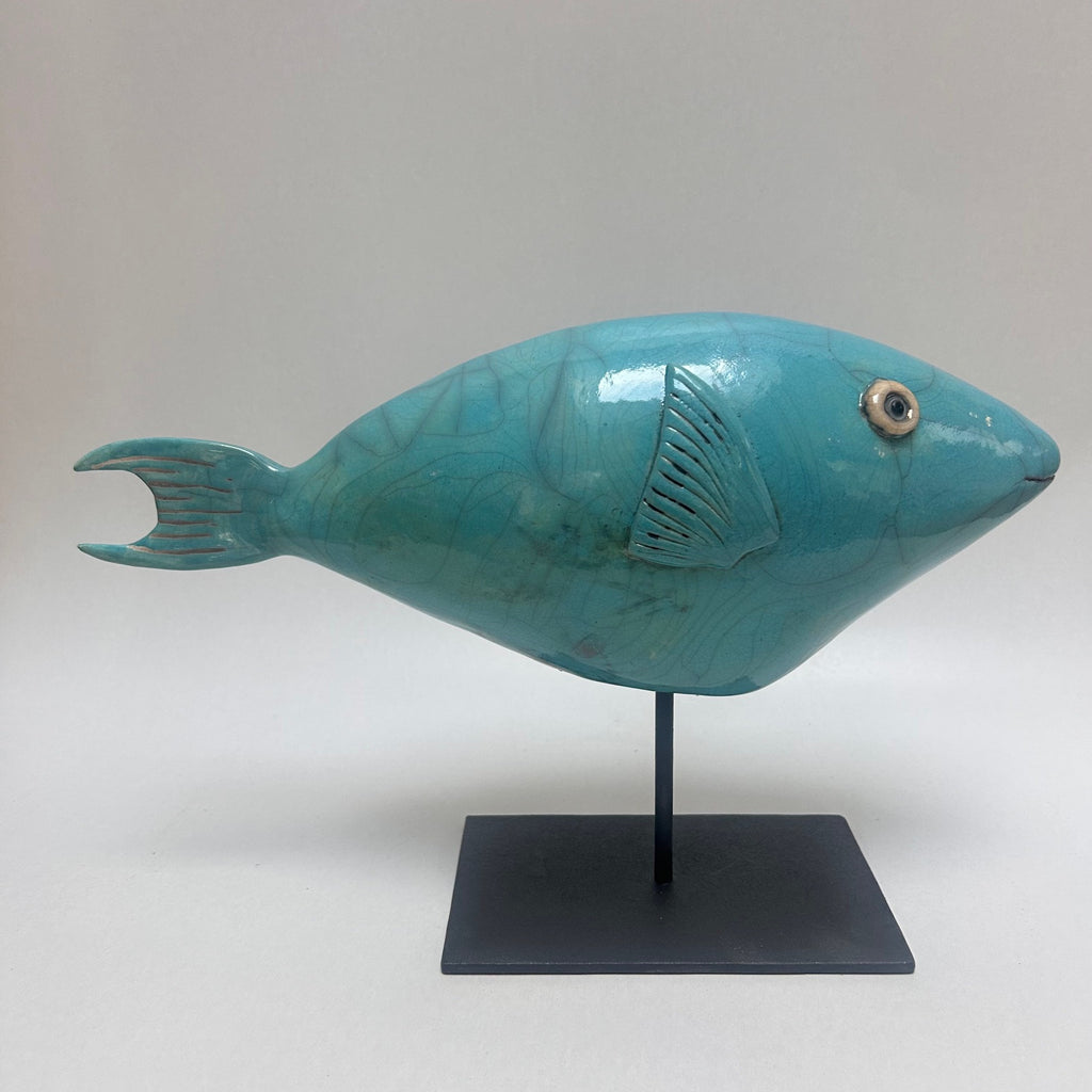 Frederique Delcourt Poisson perroquet porcelaine bleu lair a