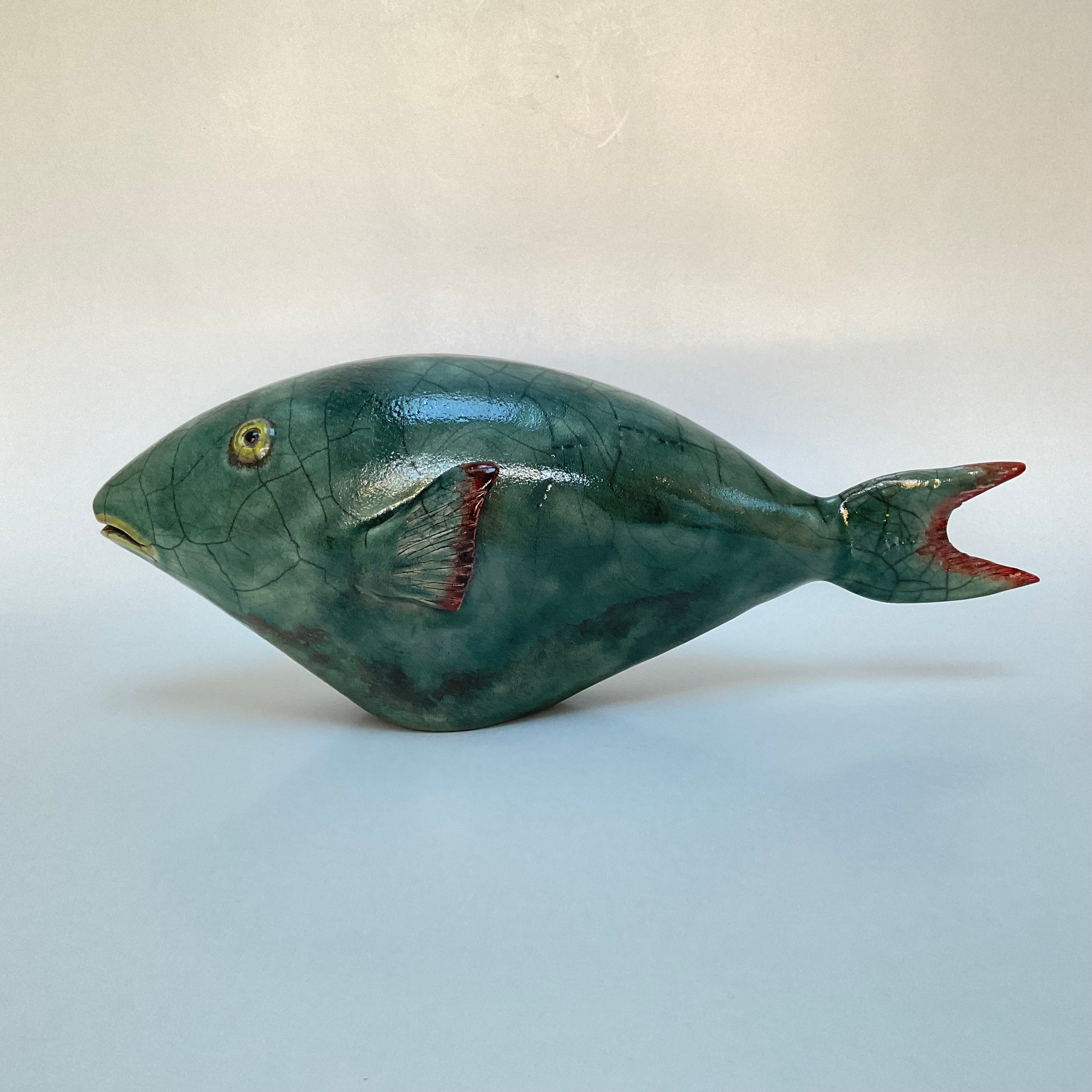 Poisson perroquet vert et rouge